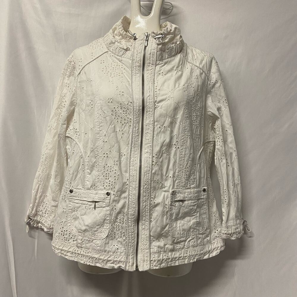 Prosper & Devine Jacket White  Eyelet Zip Up Size L